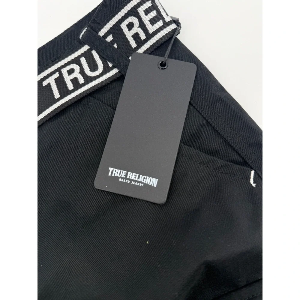 True Religion Cargo Shorts Men's Black Hip Hop Streetwear Size 30 NWT Jet Black